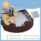 preview thumbnail 6 of 7, Qaba Kids Sandbox with Cover, Oval 71" HDPE Large Sand Pit with 4 Seats, Waterproof Bottom Liner, Brown