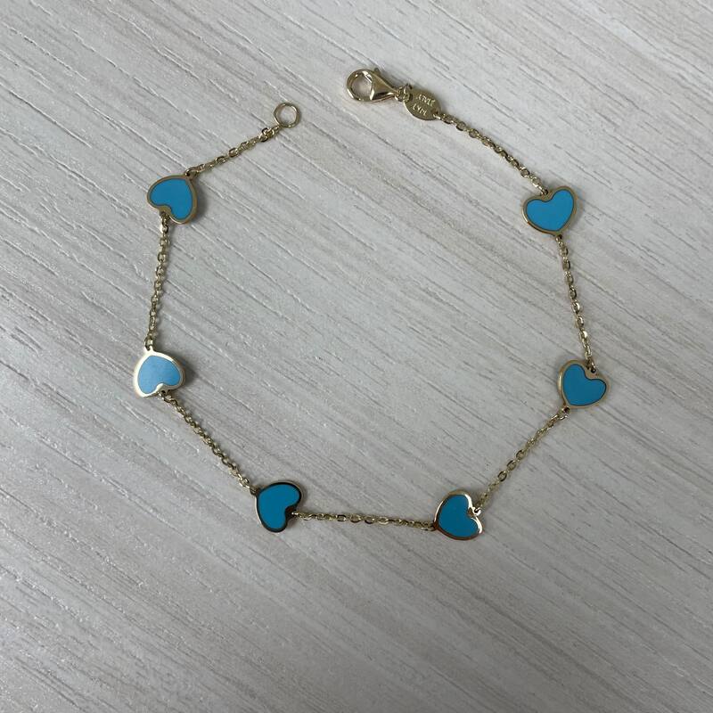 Joelle Collection Turquoise Heart Inlay Stackable Bracelet - 14K Gold
