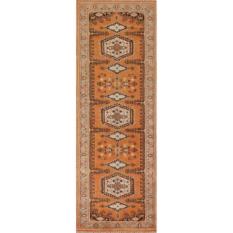 Orange Heriz Serapi Oriental Runner Rug Handmade Wool Carpet - 2'7"x 8'3"