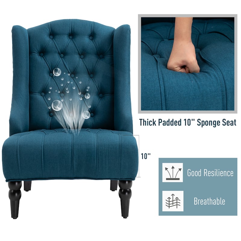 Copper Grove Erin Tufted Linen Upholstered Tall Wingback Accent Chair