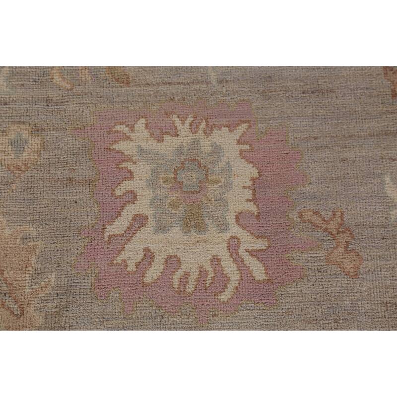Hand Knotted Oriental 100% Wool Carpet Transitional All-Over Greys & Charcoal Oushak Area Rug - 9' 8'' X 8' 0''