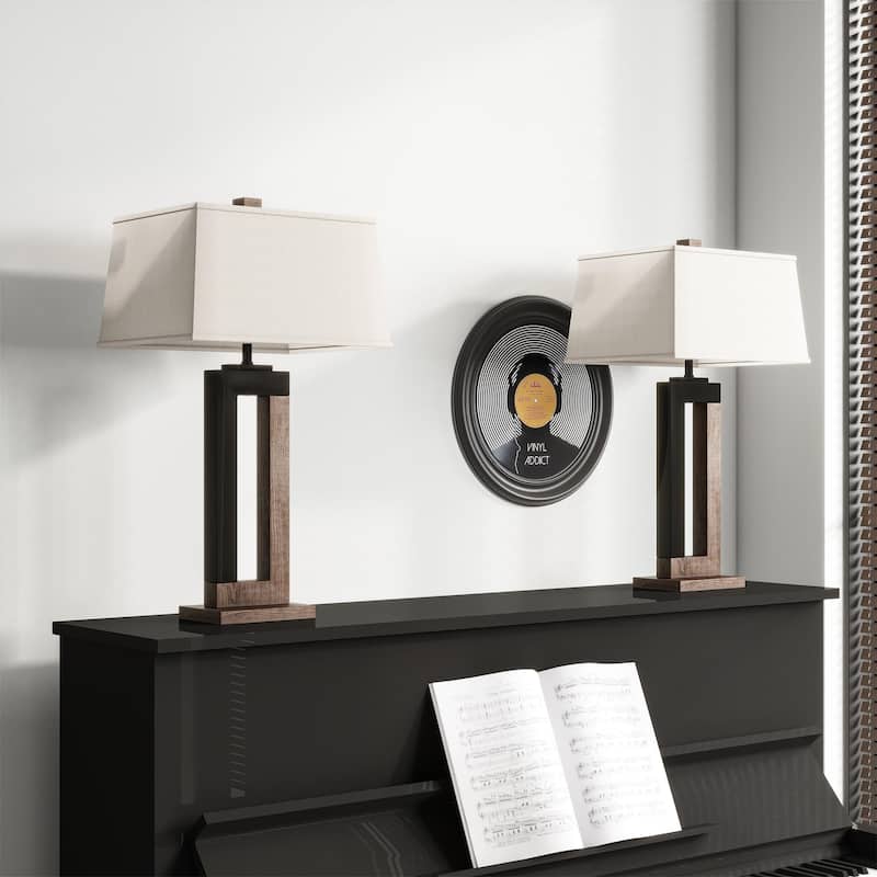 Set of 2 Table Lamp with Linen Fabric Shade