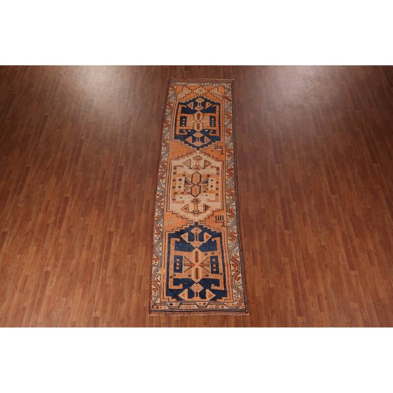 Handmade Transitional Oushak Turkish Vintage Runner Rug - 3'8"x 12'4"