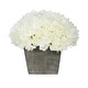 preview thumbnail 14 of 21, Faux Hydrangea in Grey Washed Wood Cube Planter