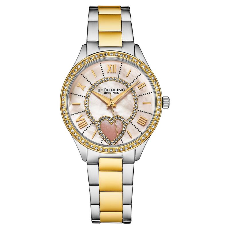 Stuhrling Original Saylor 38mm Mother of Pearl Quartz 4019 Classic - Gold