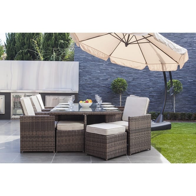 11-piece Outdoor Dining Set With Cushions Wicker Furniture by Moda Furnishings