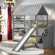 preview thumbnail 20 of 36, Twin over Twin House Bunk Bed with Trundle and Slide, Storage Staircase, Roof and Window Design, Solid Construction Grey