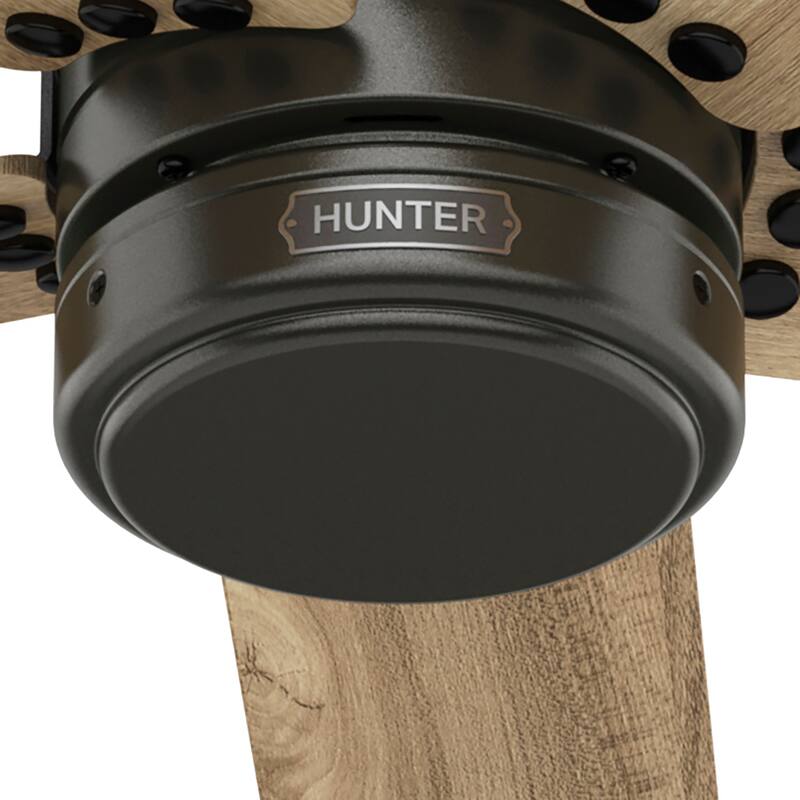 Hunter 52" Burton Outdoor Ceiling Fan and Wall Control - Farmhouse, Industrial, Transitional - Damp Rated - Exclusive SureSpeed!