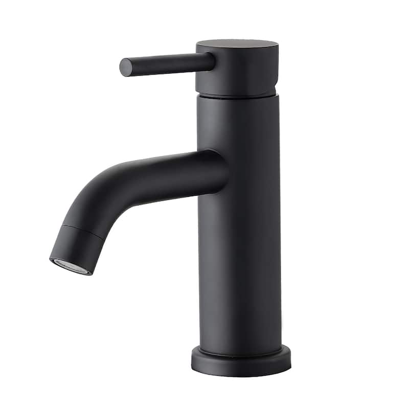 BATHLET Modern Single Hole Bathroom Sink Faucet - Matte Black