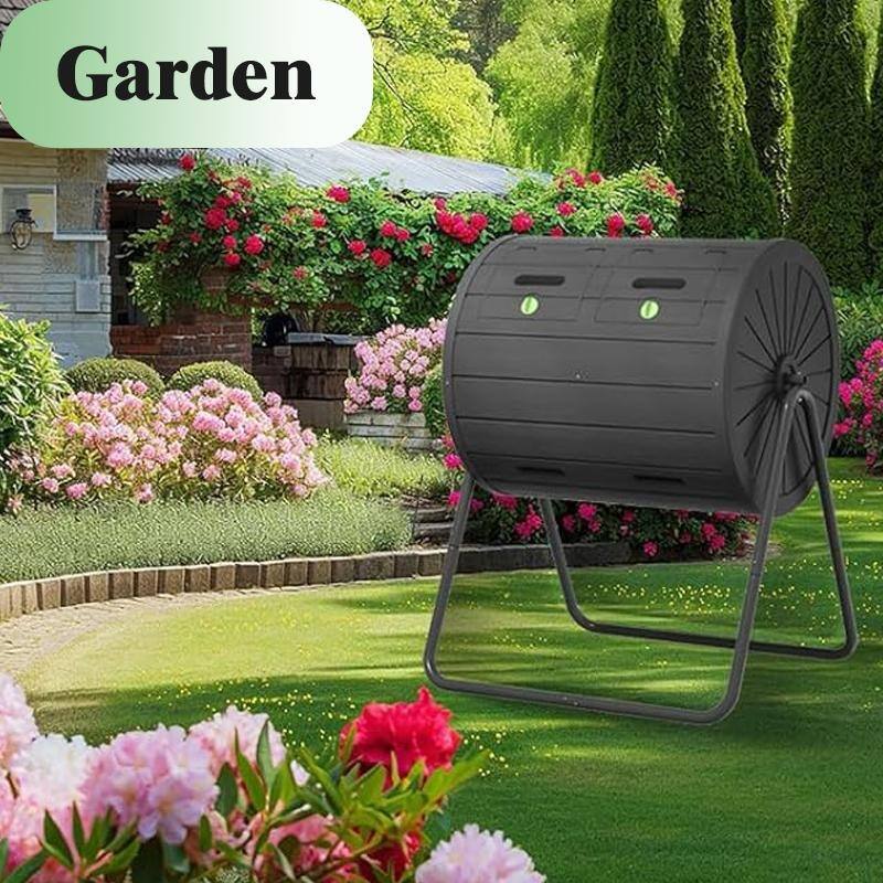 Momei 142L/37.5 Gal Single-Chamber Rolling Compost Tumbler - UV-Resistant Outdoor Garden Composter,Keeps Compost Dry