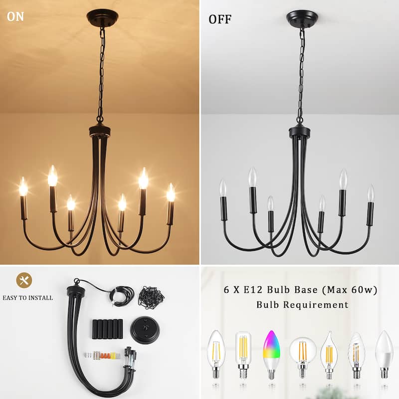 6-Light 23.62 in. Classic Chandelier for Kitchen Living Room