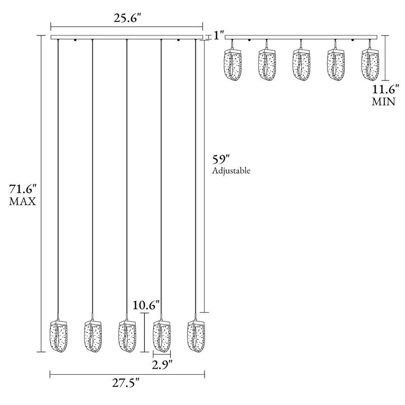 Modern Gold LED 5-Light Island Chandelier Kitchen Island Pendant Light