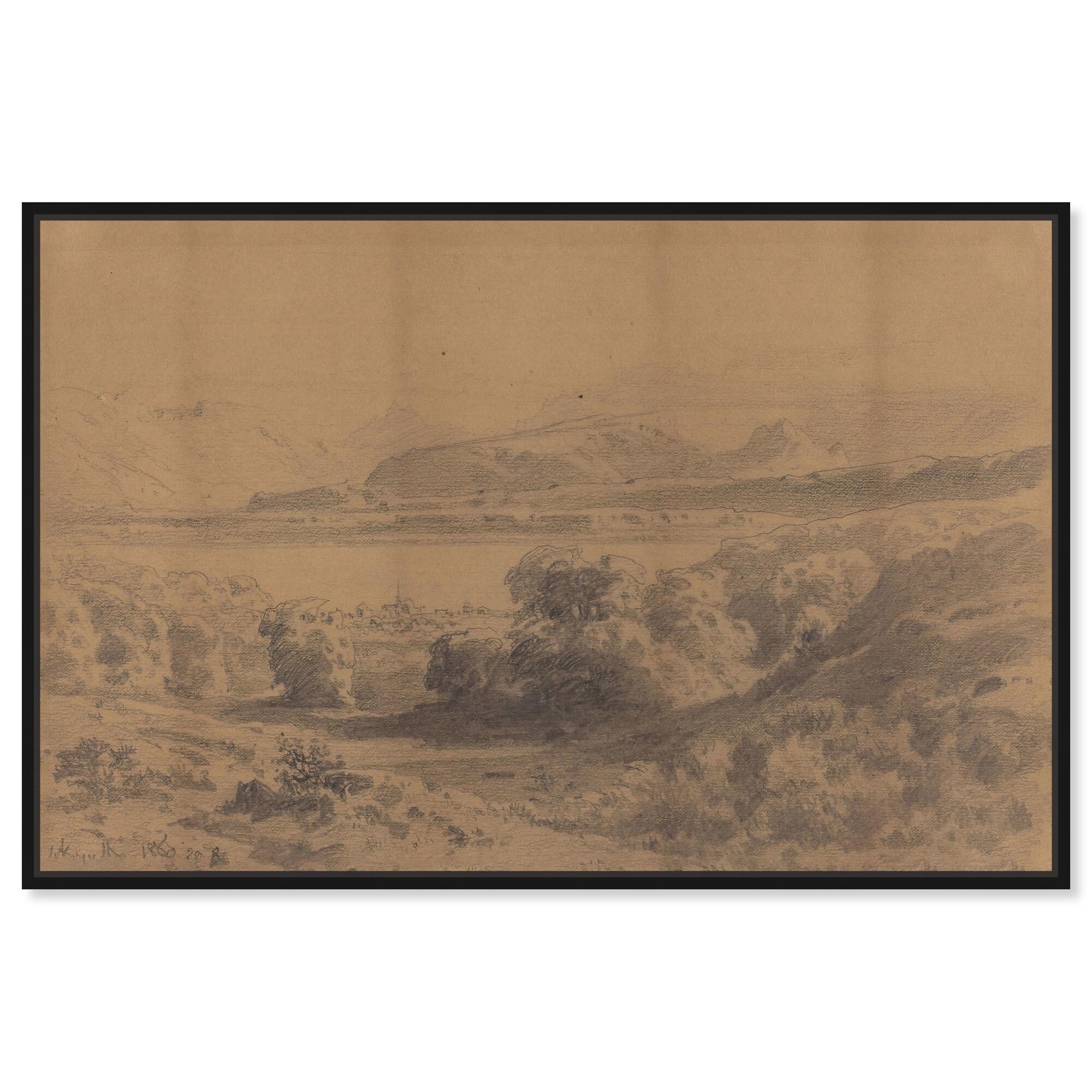 Mountain Lake 1857 Canvas Vintage Illustration by Art Remedy