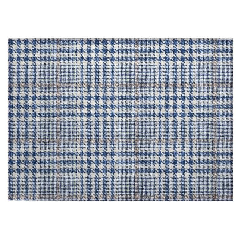 Machine Washable Indoor/ Outdoor Plaid Chantille Rug