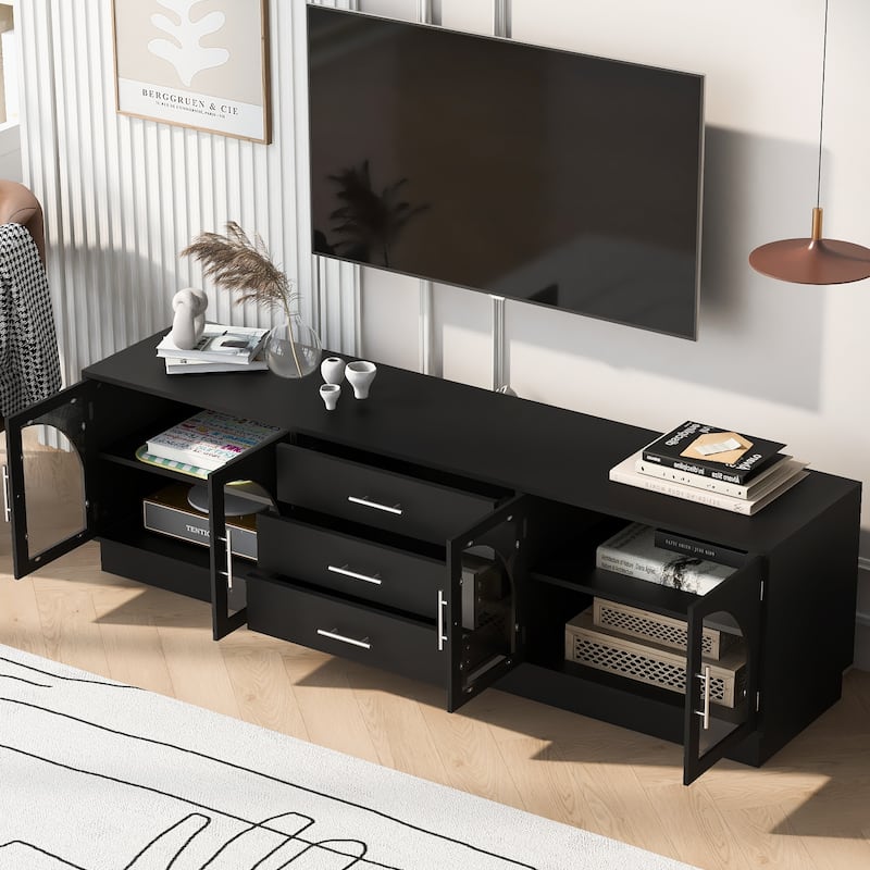 68.9" Modern Minimalist TV Stand for TVs up to 75 Inches, Entertainment Center Media Console Cabinet with Adjustable Shelves