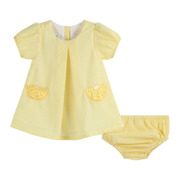 slide 2 of 4, Yellow Lemon Dress and Panty Cover Set