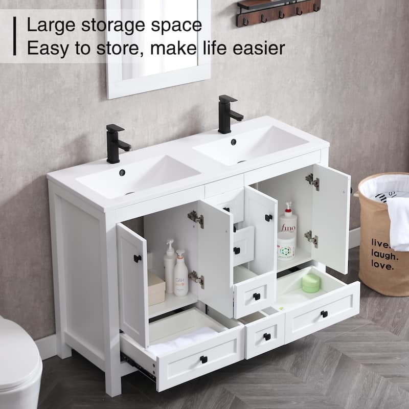 48" Bathroom Vanity Set W/Drop in Sink Faucet Cabinet Combo