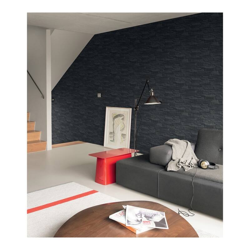 Advantage Collegiate Charcoal Stacked Slate Wallpaper - 20.5 x 396 x 0.025