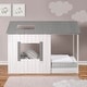 preview thumbnail 1 of 27, Distressed Rustic Twin House Floor Bed White/Grey