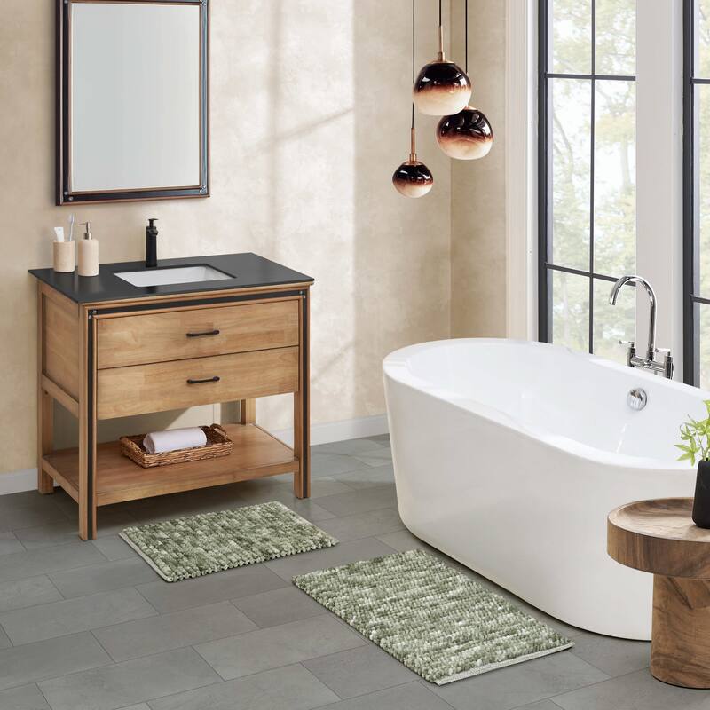 French Connection Space Dye Chunky Chenille Bath Rugs