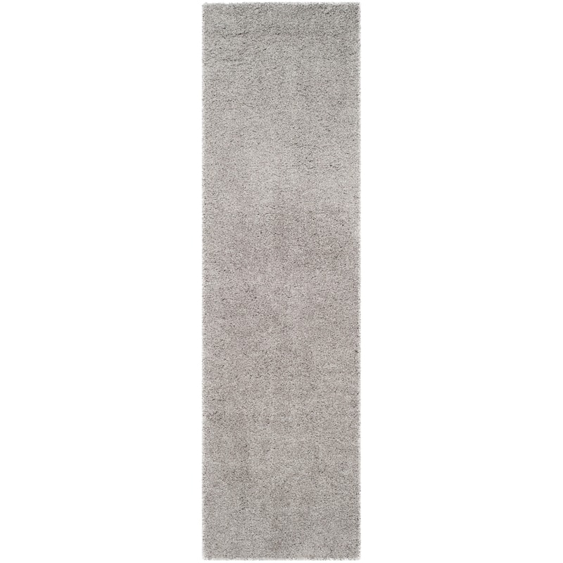 SAFAVIEH Laguna Shag Verdiana Solid Color 2-inch Thick Rug. - 2'3" x 8' Runner - Silver - Runner