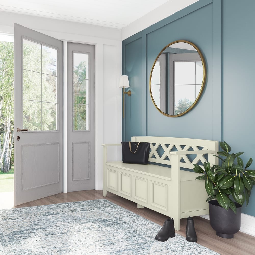 WYNDENHALL Halifax 48 inch Wide Solid Wood Transitional Entryway Bench - 48 Inches wide