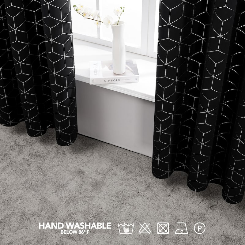 Deconovo Decorative Silver Diamond Curtains (2 Panel)