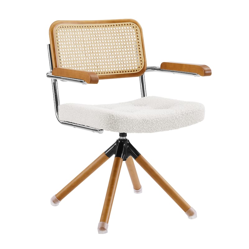 Art Leon Swivel PU Leather and Wooden Accent Chair