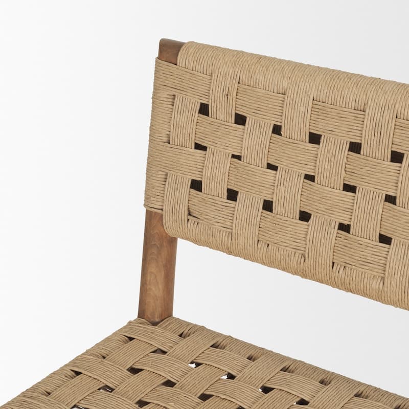 Brinley Woven Paper Rope w/ Brown Wood Frame Counter Stool - 19.0L x 21.0W x 39.0H