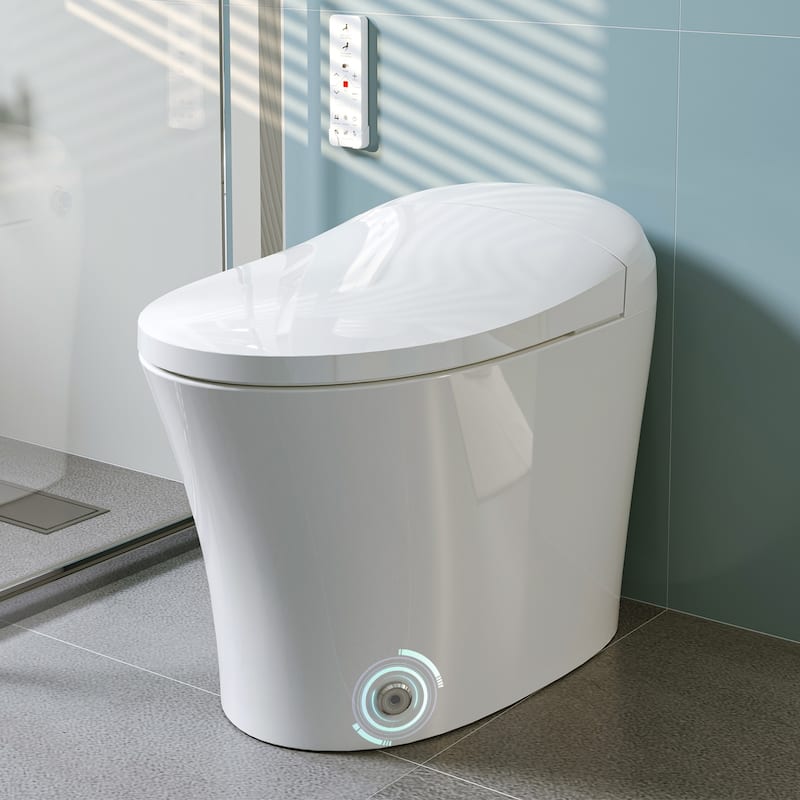 HOROW Elongated Smart Bidet Toilet Tankless Dual Flush Heated Seat Remote White - N/A - White