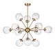 preview thumbnail 28 of 44, Masakee 12-light Sputnik Metal Chandelier with Clear Glass Globe Shades Gold