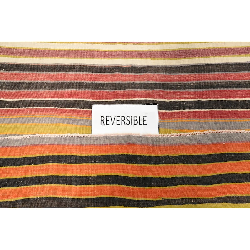 Hand Woven Oriental 100% Wool Carpet Southwestern Geometric Oranges & Rust Kilim Area Rug - 9' 10'' X 5' 4''