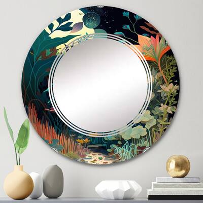 Designart 'Bounties And Blooming Wilderness Blessings IV' Printed Coastal Wall Mirror