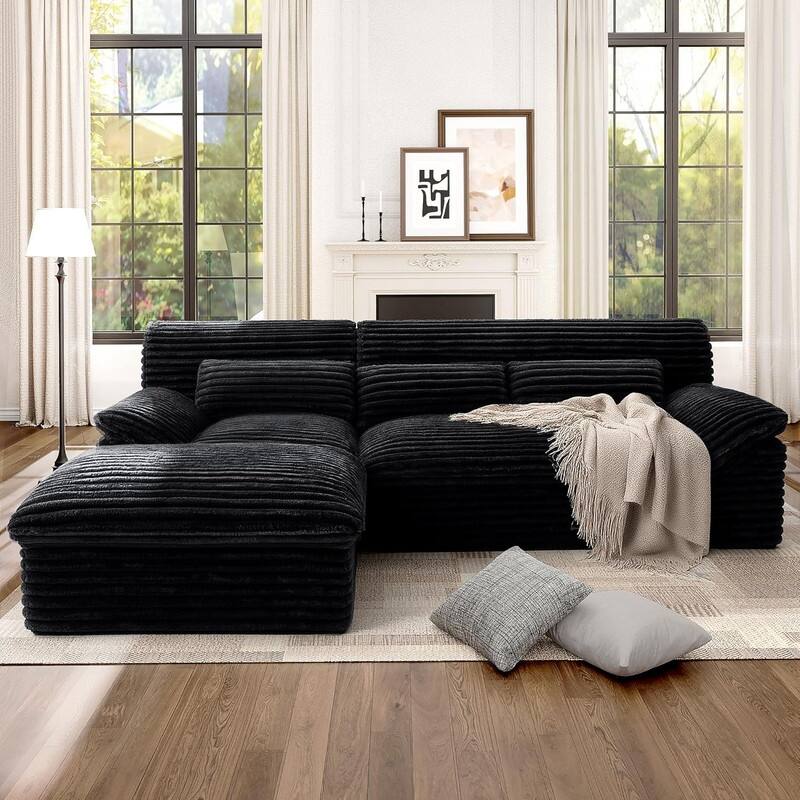 100" L-Shaped Cloud Sectional Couch With Double-Layer Thickened Deep Seat