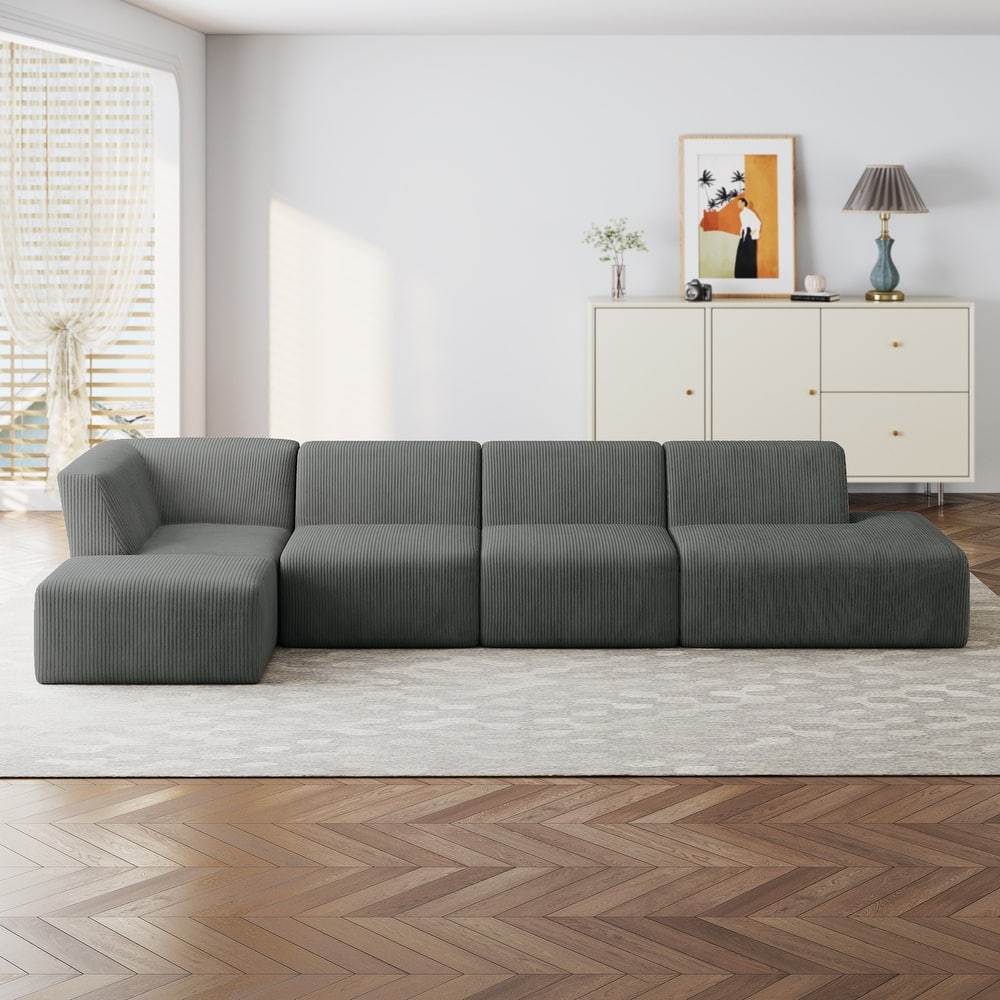 Oversize 5-Piece Modular Sectional Sofa Set with Ottomans