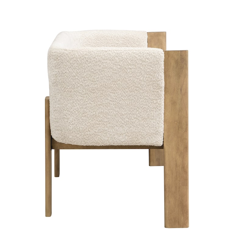 Christopher Knight Home - Vescari Modern Mid-Century Compact Upholstered 2-Seater Loveseat, Solid Rubberwood Frame & Track Arms