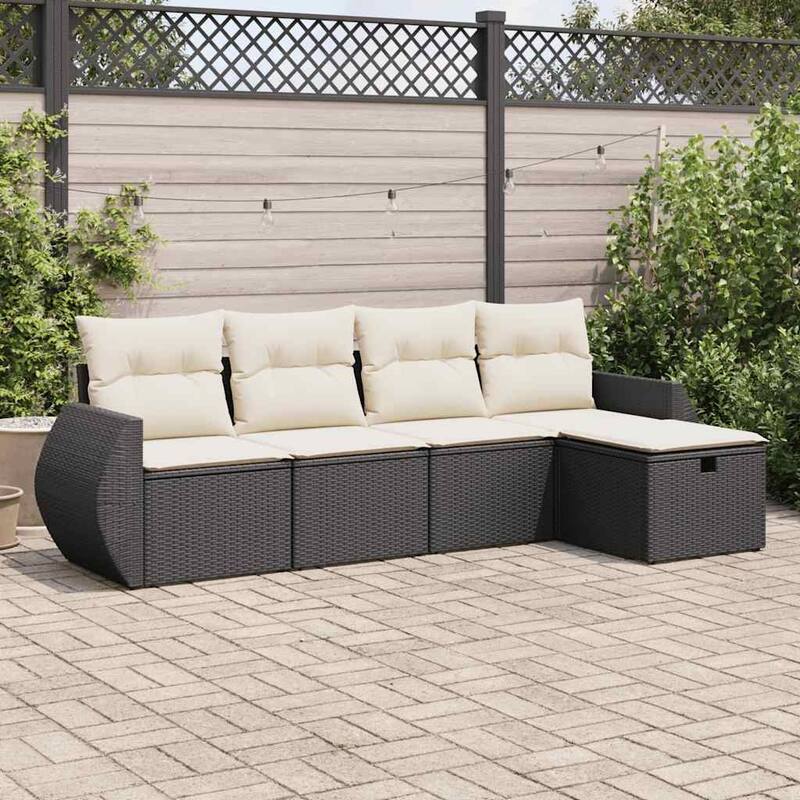 vidaXL Garden Sofa Set - Black and cream 5 Piece Set