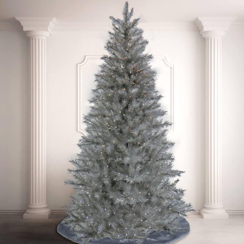 National Tree Company 10 ft. Pre-lit Artificial Christmas Crystal Pine Hinged Tree, 1250 RGB LED Lights- UL - 10 Foot