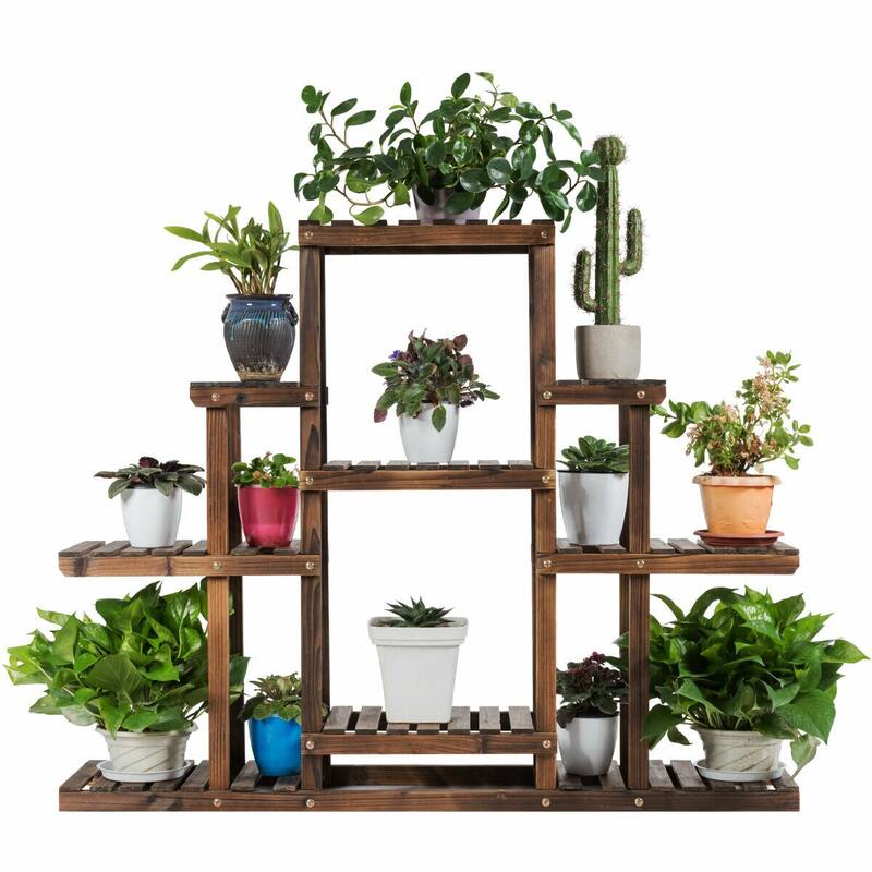 Gymax 6-Tier Flower Wood Stand Plant Display Rack Multifunctional - See Details