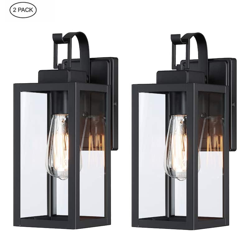 Martin 1-Light Black Outdoor wall Lantern Sconces (2-Pack)(Dusk to Dawn Could be Chosen) - Black