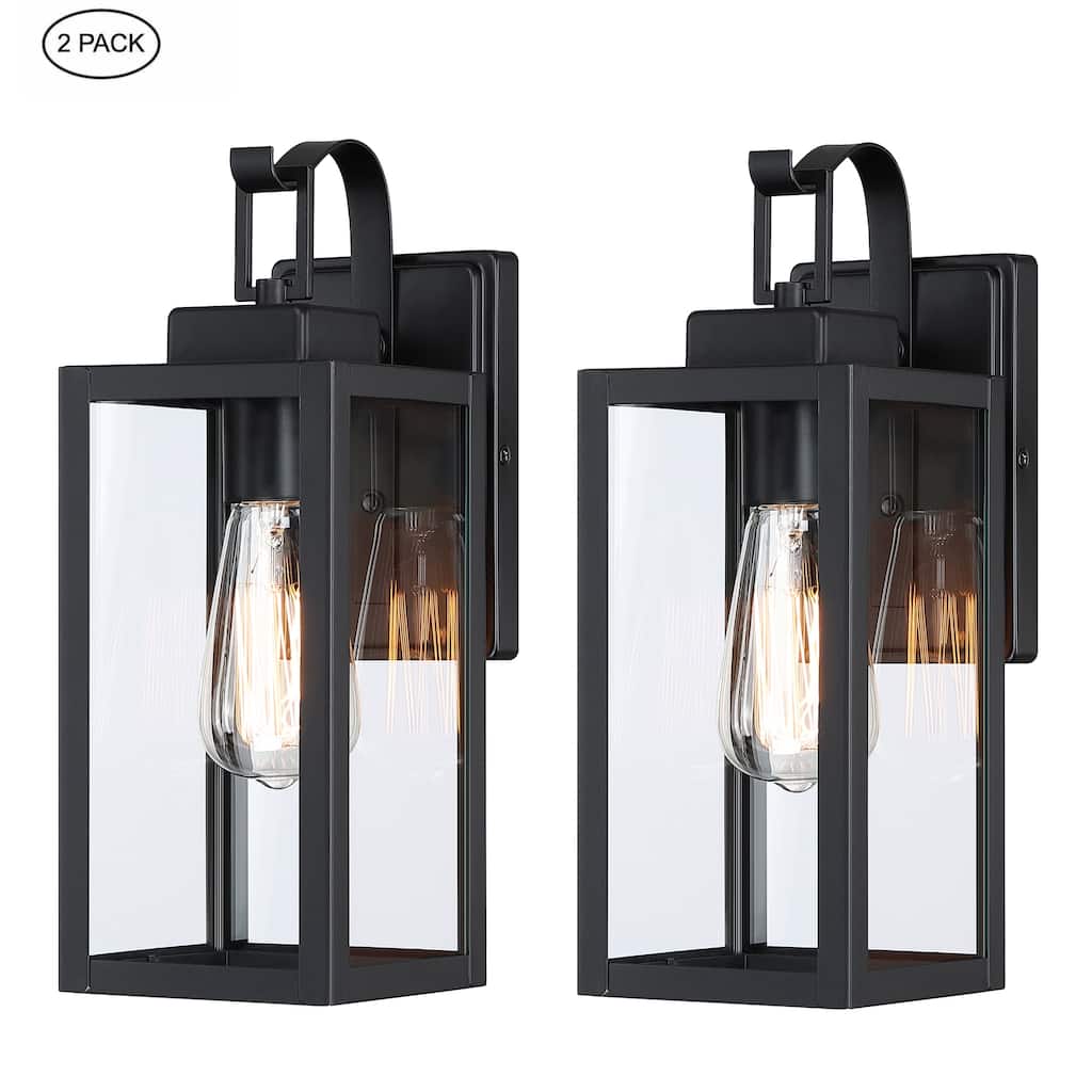 Martin 1-Light Black Outdoor wall Lantern Sconces (2-Pack)(Dusk to Dawn Could be Chosen)