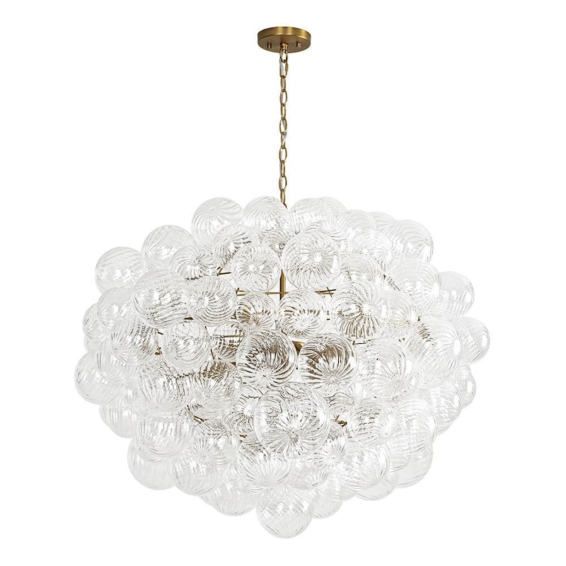 12-Light Glam Clear Twisted Glass Globe Chandelier For Dining Room - N/A