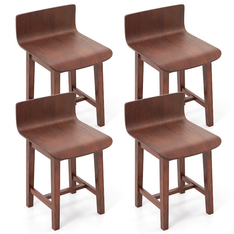 Gymax Swivel Dining Chair Set of 4 Farmhouse Wooden Kitchen Chairs - Brown - Single