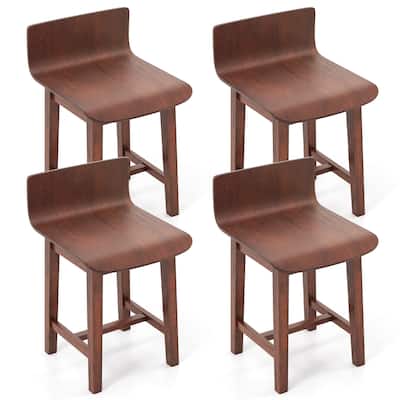 Gymax Swivel Dining Chair Set of 4 Farmhouse Wooden Kitchen Chairs