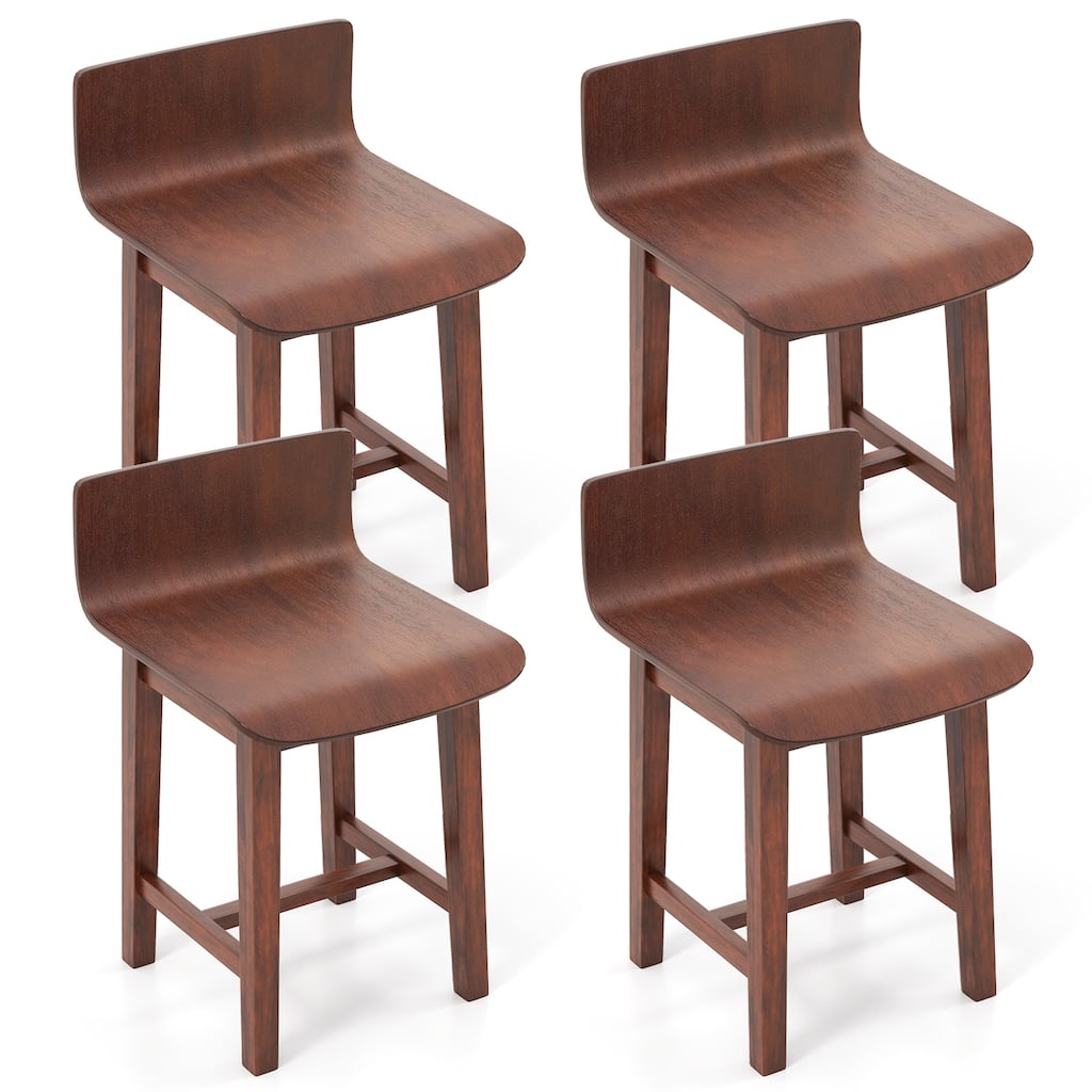 Gymax Swivel Dining Chair Set of 4 Farmhouse Wooden Kitchen Chairs