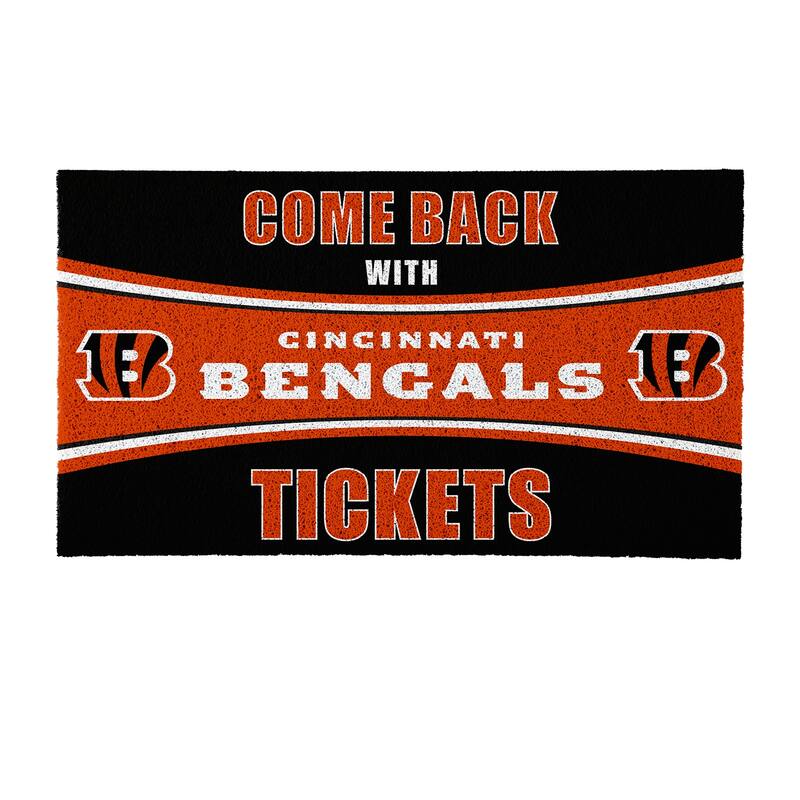 Cincinnati Bengals 28 in. x 16 in. PVC "Come Back With Tickets" Trapper Door Mat