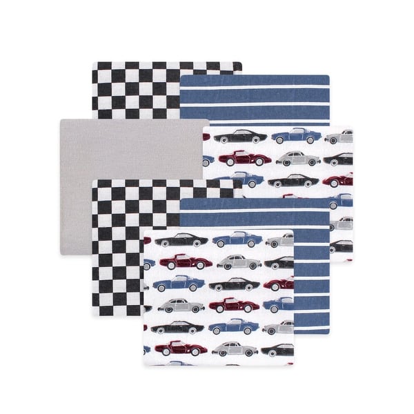slide 1 of 1, Little Treasure Hudson Baby Boys Cotton Poly Flannel Receiving Blankets Multipack, Blue Vintage Cars, 30x30 inches 30x30 inches - Blue Vintage Cars