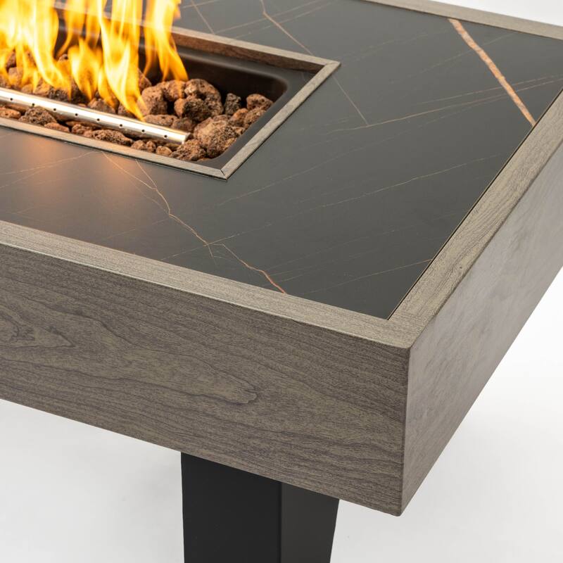 42" Rectangle Propane Fire Pit Table,Iron Multi-Purpose Outdoor Heater