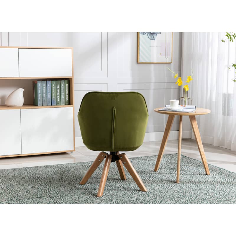 Modern Home Office Desk Chair, Solid Wood Tufted Upholstered Computer