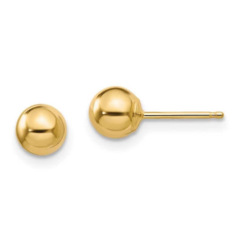 Curata 14k Yellow Gold Girls Polished 5mm Ball Post Earrings